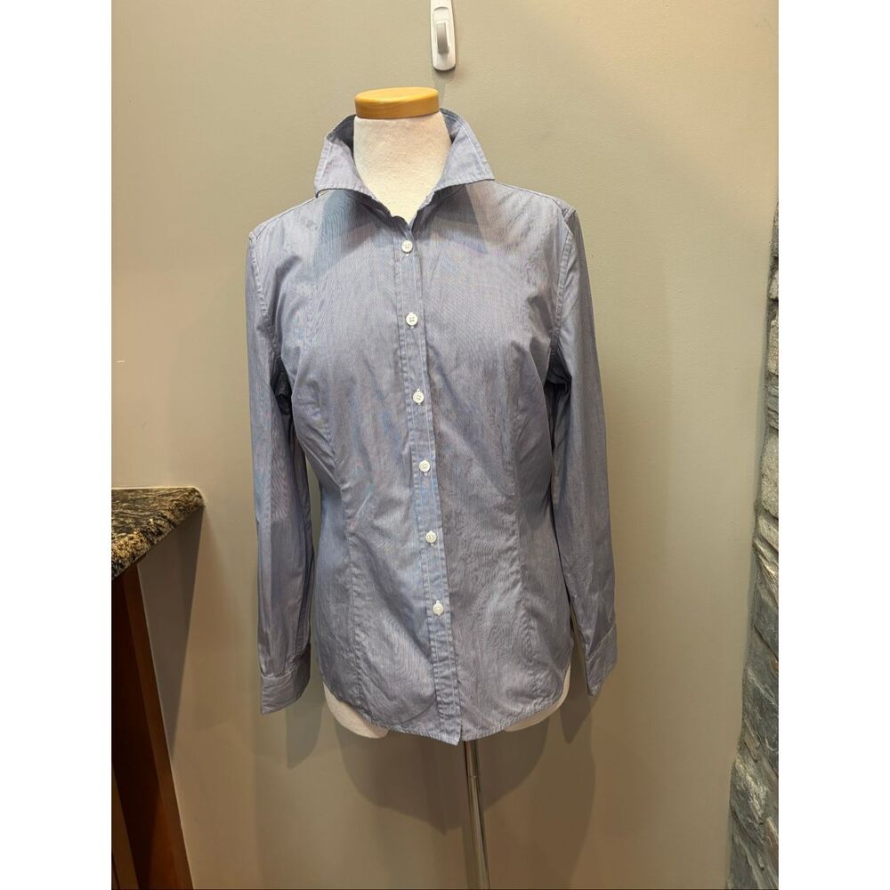 Tommy Hilfiger girl shirt L striped chambray button down cotton shirt
